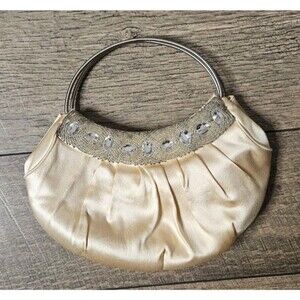 Inge Christopher Vintage Formal Satin Purse Wedding Prom Formal Champagne